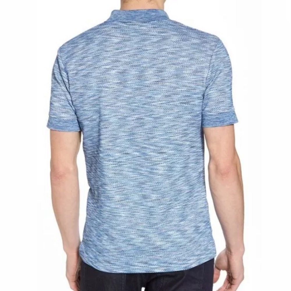 Vince Camuto Blue Short Sleeve Zip Up Polo Shirt - Picture 2 of 9